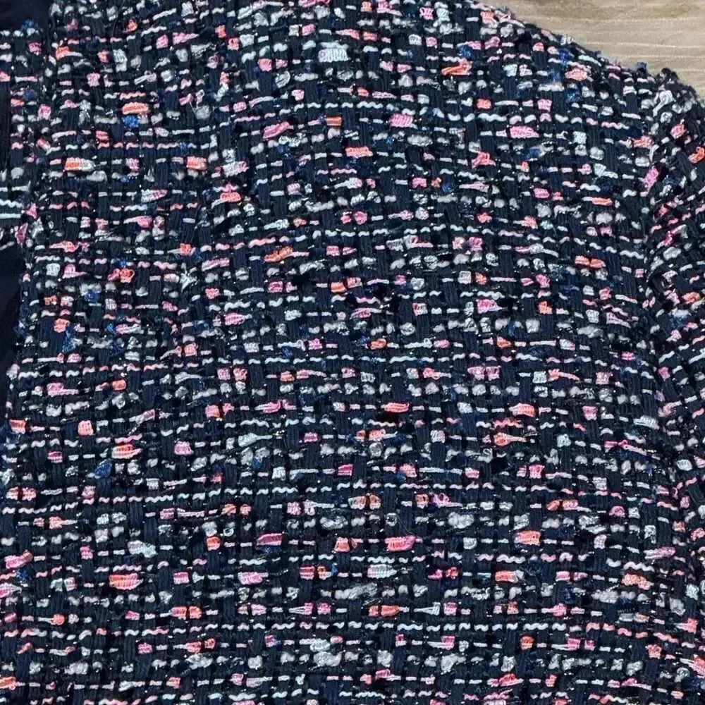 J Crew Going Out Blazer In Navy Blue/Pink Confetti Tweed Women’s 4